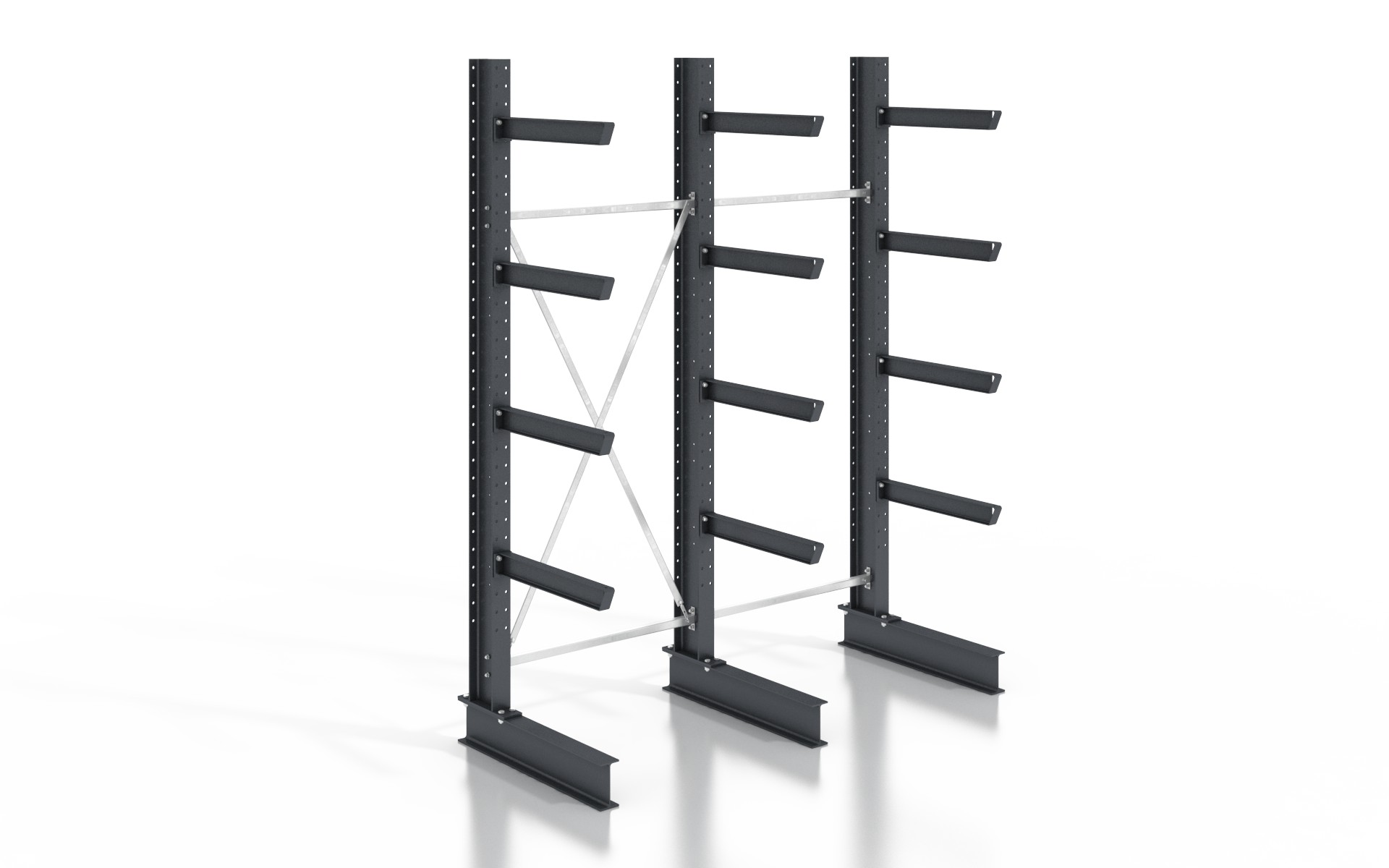 Kragarmregal einseitig 2,56 m – 315 cm | 80 cm Nutztiefe | 500 kg pro Arm | BLT